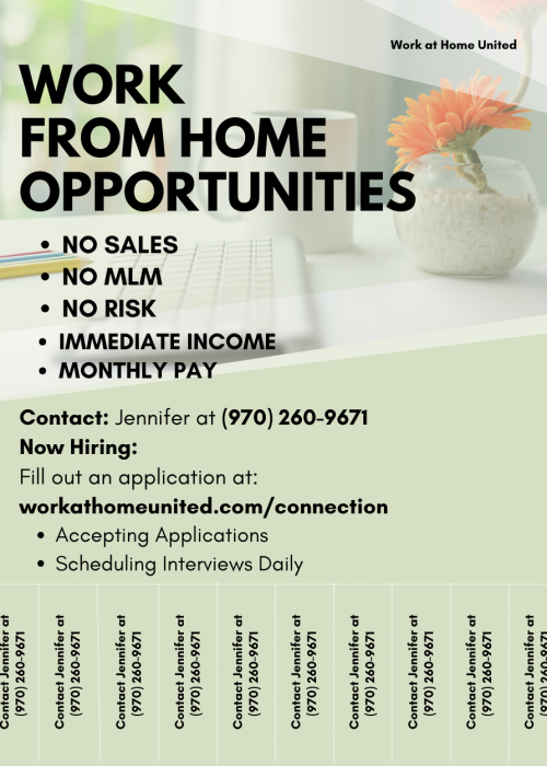 Work from home flyer for the Connection Team.